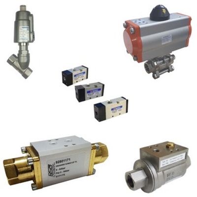 Air actuated valves such as Angle Seat Piston Valves, Coaxial Valves, Ball, Dust Collecting Pulse Valves and 5/2, 5/3 way pneumatic control valves.